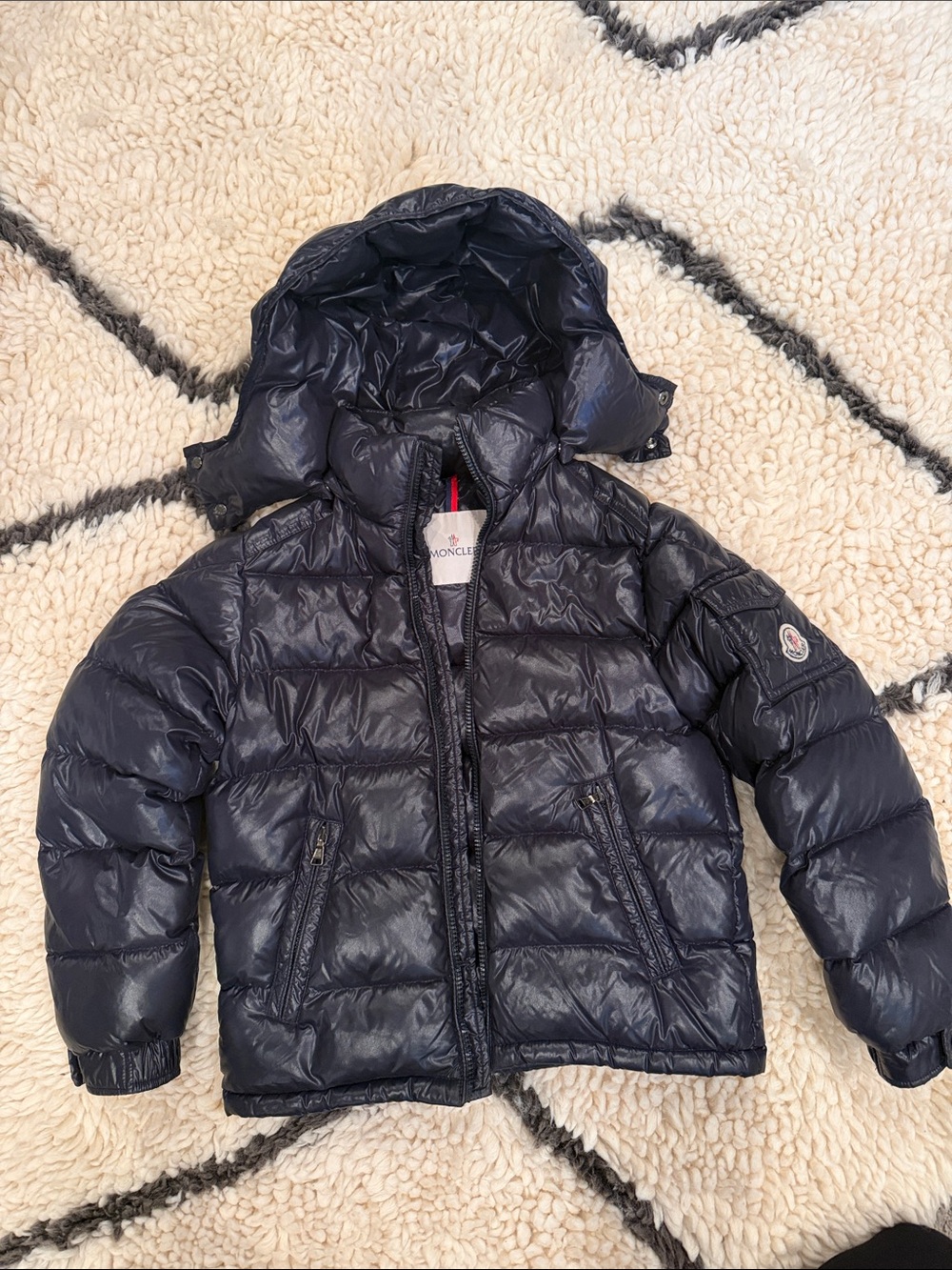 Moncler Kids Navy Hooded Puffer Coat